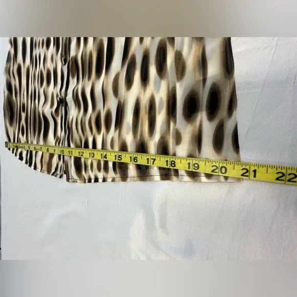 East 5th Semi-Sheer Spotted Print Ruffled High Collar Blouse, sz. MD - Picture 10 of 13